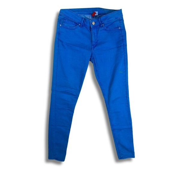 Bright Blue Mid Rise Skinny Jeans Women Red Concept Divided H&M Size 10 - Picture 1 of 10